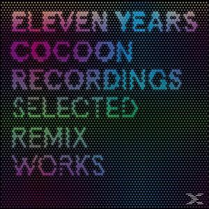 CD-Cover mit Text 'ELEVEN YEARS' und 'COCOON RECORDINGS', verschiedene Farben.