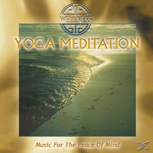 Strandszene mit Wasser und Fußabdrücken. Albumcover mit Text 'Yoga Meditation' und anderen Infos.