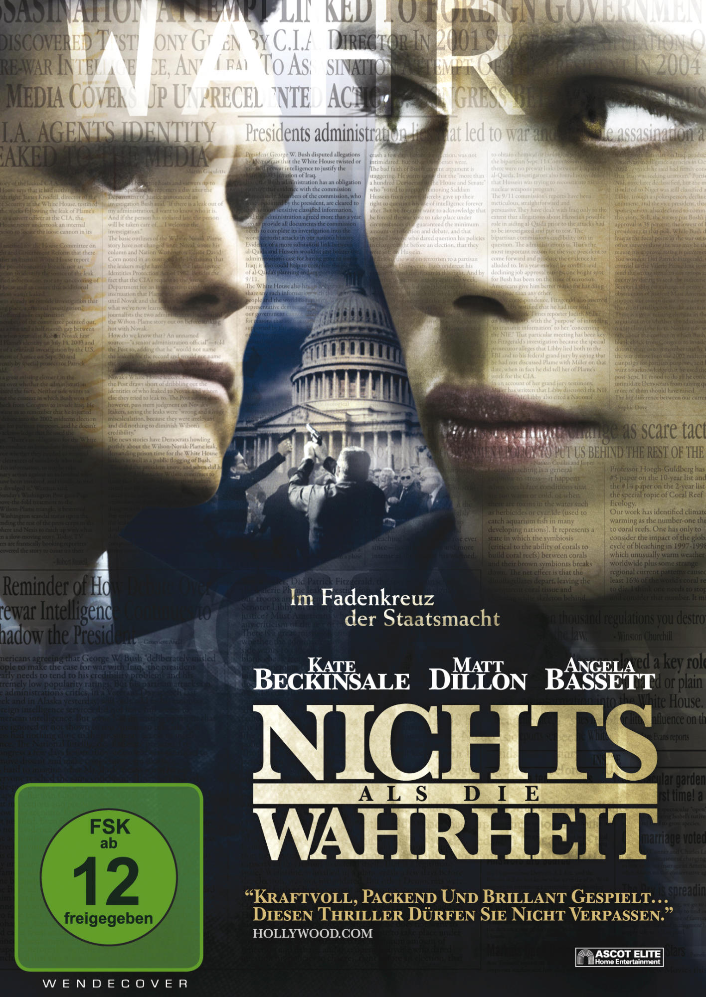 Filmposter mit zwei Gesichtern und Text. Der Film trägt den Titel 'Nichts als die Wahrheit'.