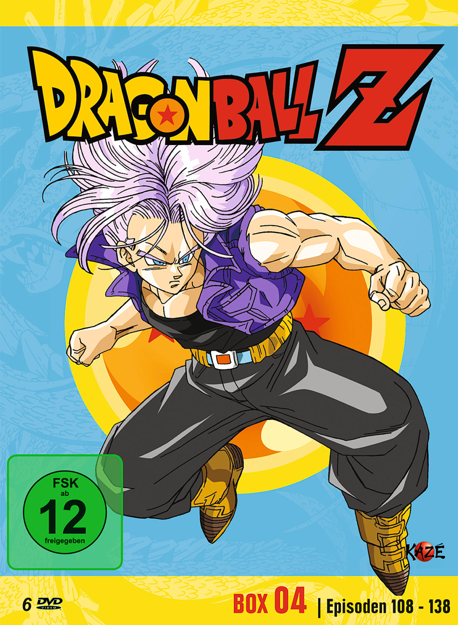 Dragon Ball Z DVD-Cover. Ein junger Mann in Kampfpose, mit grünem FSK-Logo.