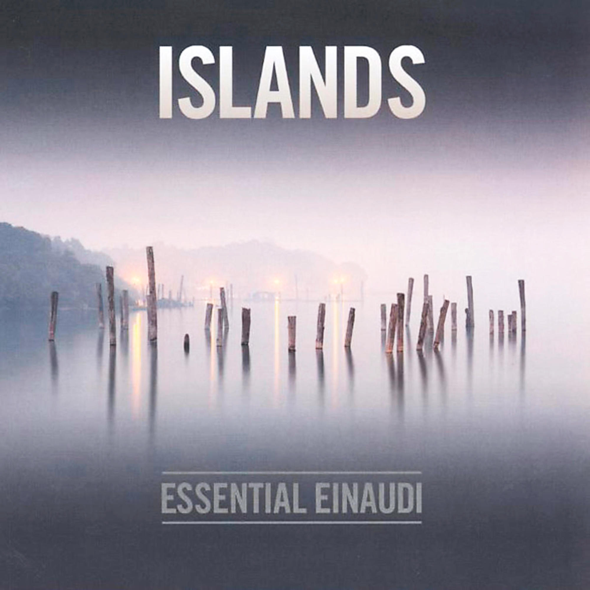 Albumcover von 'Islands' von Essential Einaudi, mit einer Wasserszene.