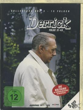 Derrick TV-Serie DVD-Box-Set mit einem Mann im Mantel. Text auf der Box.