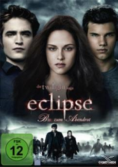 Filmplakat für 'The Twilight Saga: Eclipse'. Drei Personen im Vordergrund. Der Titel ist rot.