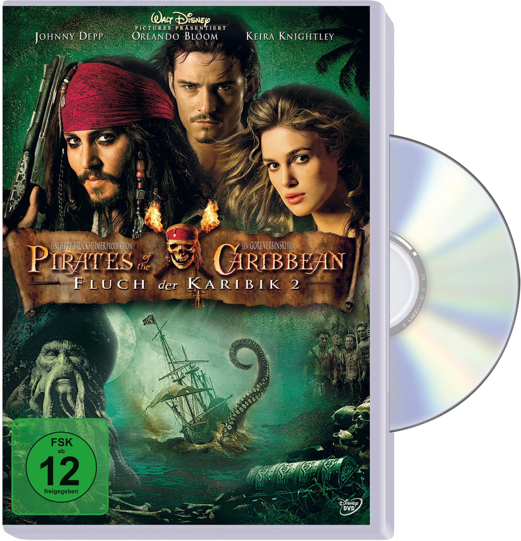 DVD-Cover für Fluch der Karibik 2. Mit Johnny Depp, Orlando Bloom und Keira Knightley.