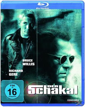 DVD-Cover des Films Der Schakal mit Bruce Willis und Richard Gere. Blauer Hintergrund.