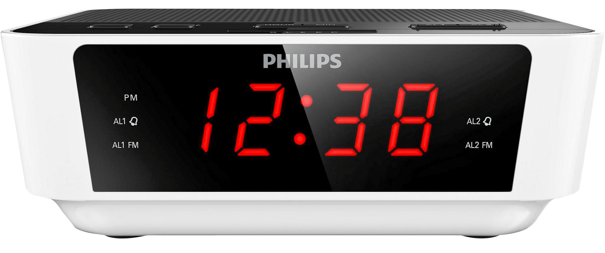 Radio Despertador Philips aj311512 aj3115 sintonizador digital fm reloj con blanco pilas aaa alarma