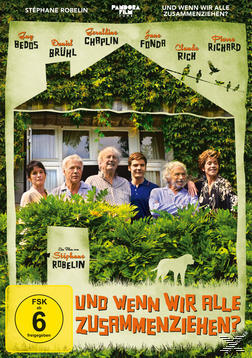 Filmplakat mit einer Gruppe von Menschen vor einem Haus und einem Hund im Gras.
