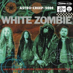 A White Zombie album borítója, zenekari fotó, logó és szöveg zöld és barna háttéren.