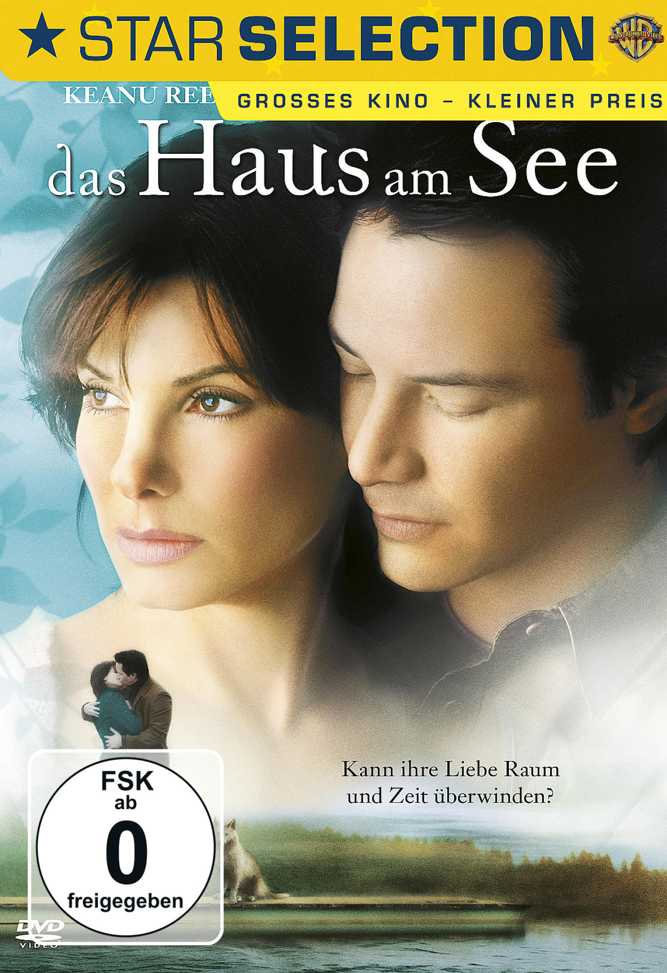 Frau und Mann schauen sich an. Das Haus am See Filmplakat. FSK0 Logo.