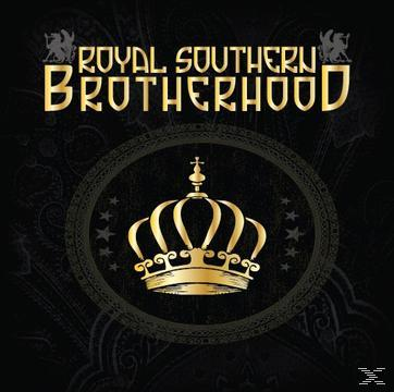 Royal Southern Brotherhood Albumcover. Goldene Krone in einem Kreis. Schwarzer Hintergrund.