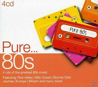 CD-Cover für Pure 80s. Enthält mehrere Kassetten, mit Text auf dem Cover.