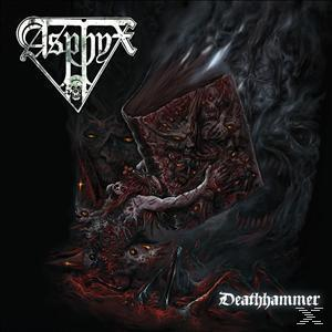 Albumcover mit einer dämonischen Figur und einem Buch, mit dem Bandnamen "Asphyx" oben.