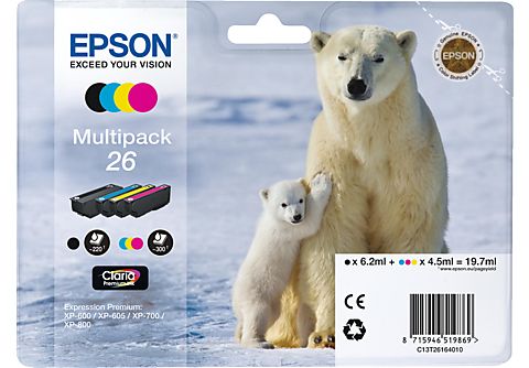 EPSON Tintenpatronen Multipack 4-Farben 26 Claria Premium (C13T26164010)