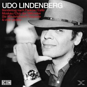 Udo Lindenberg Albumcover. Ein Mann mit Hut steht im Zentrum. Der Hintergrund ist schwarz und weiß.