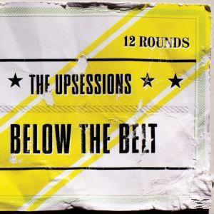 Albumcover: The Upsessions - Below the Belt. Gelb-schwarzes Design mit Text.
