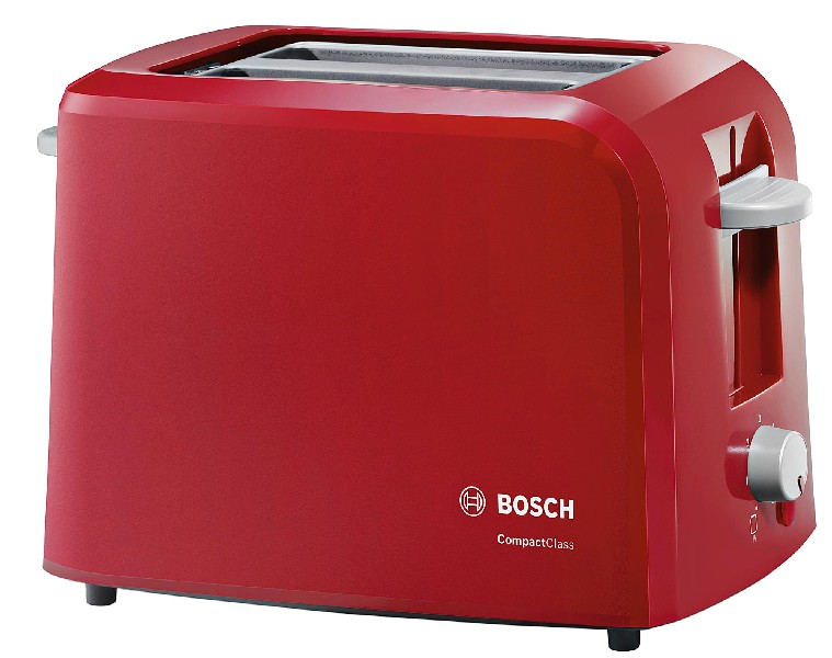 Tostadora - Bosch TAT3A014 Potencia 980W, Capacidad para 2 tostadas grandes, Sensor electrónico