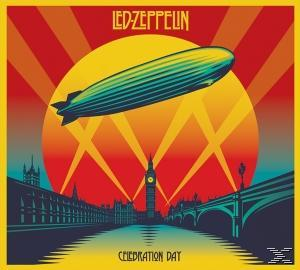 Albumcover: Zeppelin fliegt über London. Titel: Celebration Day von Led Zeppelin.