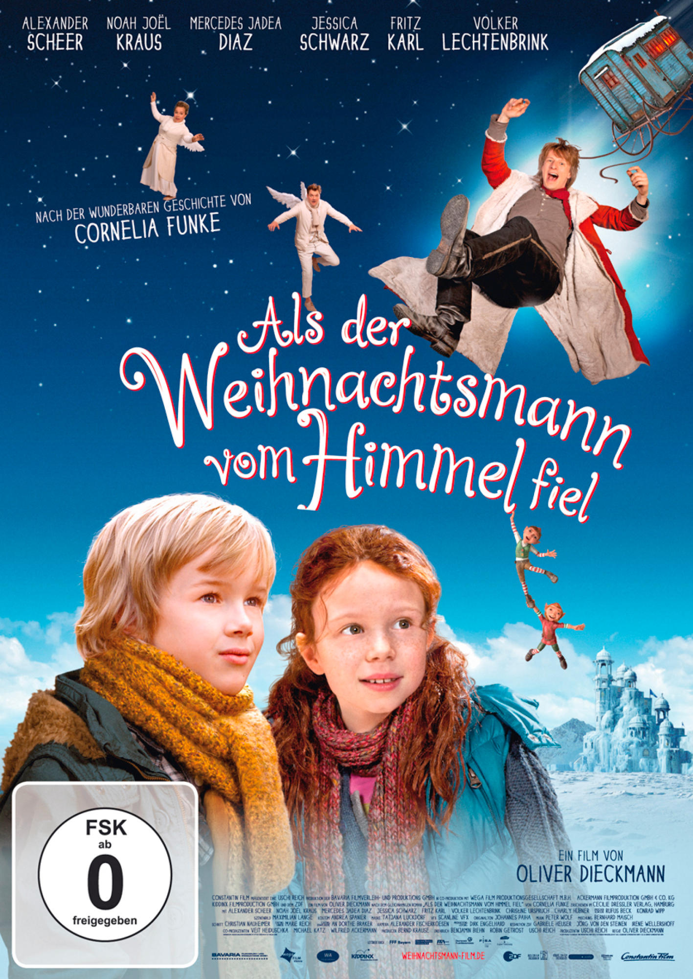 Filmplakat. Zwei Kinder schauen nach oben, mit einer Schneelandschaft und dem Titel auf Deutsch.