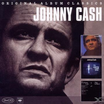 Albumcover von Johnny Cash, mit seinem Gesicht und Bildern aus 'The Johnny Cash Show'.
