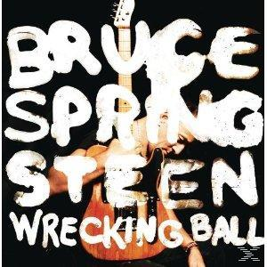 Albumcover für Bruce Springsteens Wrecking Ball, mit Titel und Gitarristen.