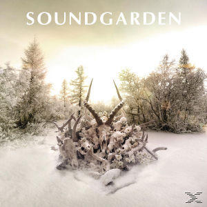 Albumcover: Ein Schädel mit Geweih im Schnee, mit Waldhintergrund und dem Bandnamen 'Soundgarden'.