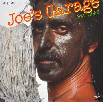 Albumcover: Frank Zappa mit dunklem Make-up. Text: Joe's Garage.