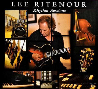 Albumcover mit einer Collage von Instrumenten und einem Mann, der Gitarre spielt. Der Titel ist Rhythm Sessions.