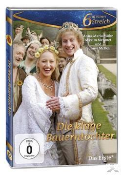 DVD-Cover mit einem lächelnden Paar im Vordergrund, Titel 'Die kluge Bauerntochter'.