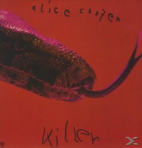 Albumcover. Nahaufnahme eines Schlangenkopfes mit herausgestreckter Zunge, roter Hintergrund. Titel: 'Killer'.