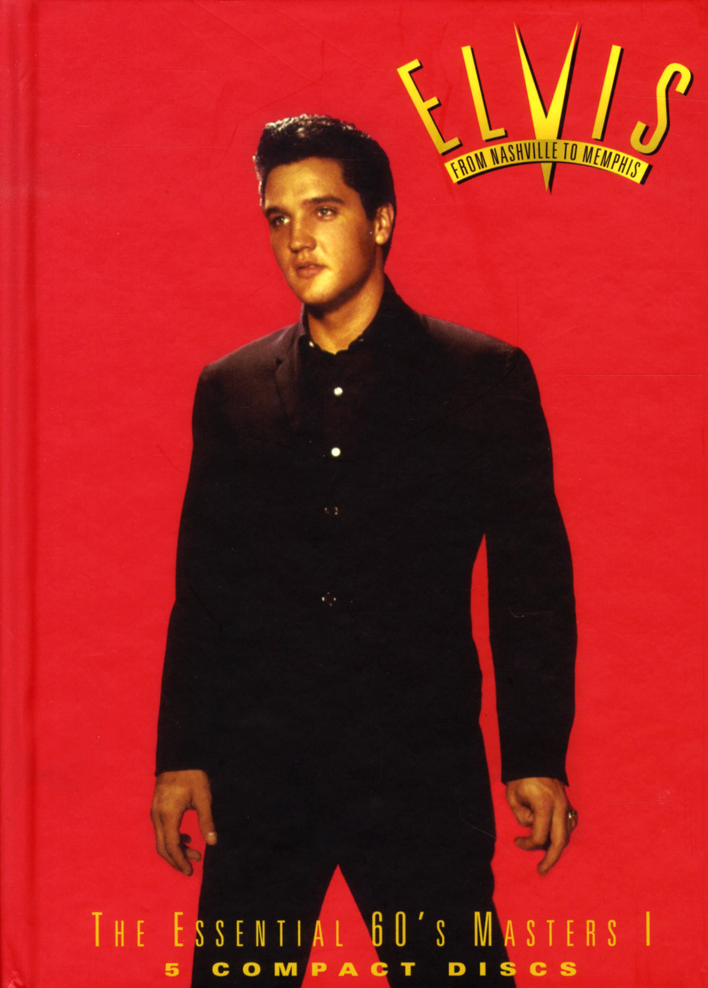 Elvis Albumcover. Roter Hintergrund. Elvis in schwarzem Anzug.