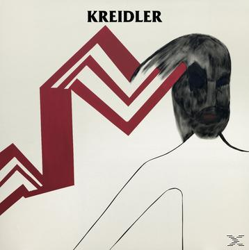 Kreidler Albumcover. Der Kopf einer Person mit rotem Zickzack und einem abstrakten Design.
