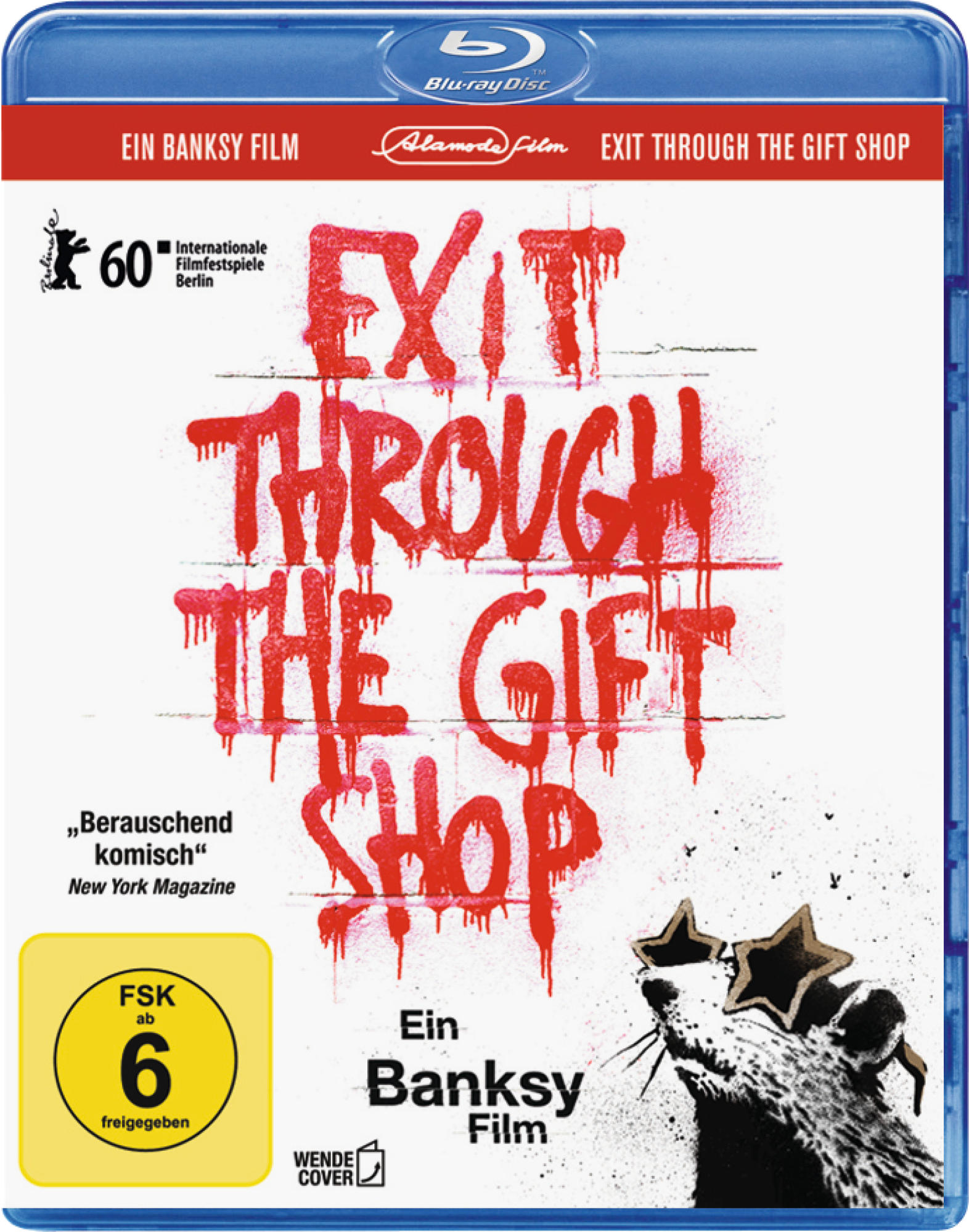 Filmcover mit Graffiti-Text auf einer Ziegelmauer, mit einer Ratten-Silhouette und einem gelben FSK-Logo.