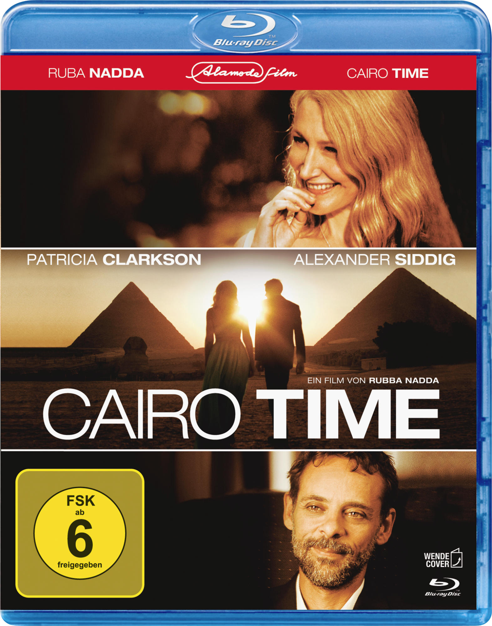 Blu-ray-Cover: Cairo Time, mit einer Frau und Pyramiden, und einem Mann. Filmstars aufgeführt.