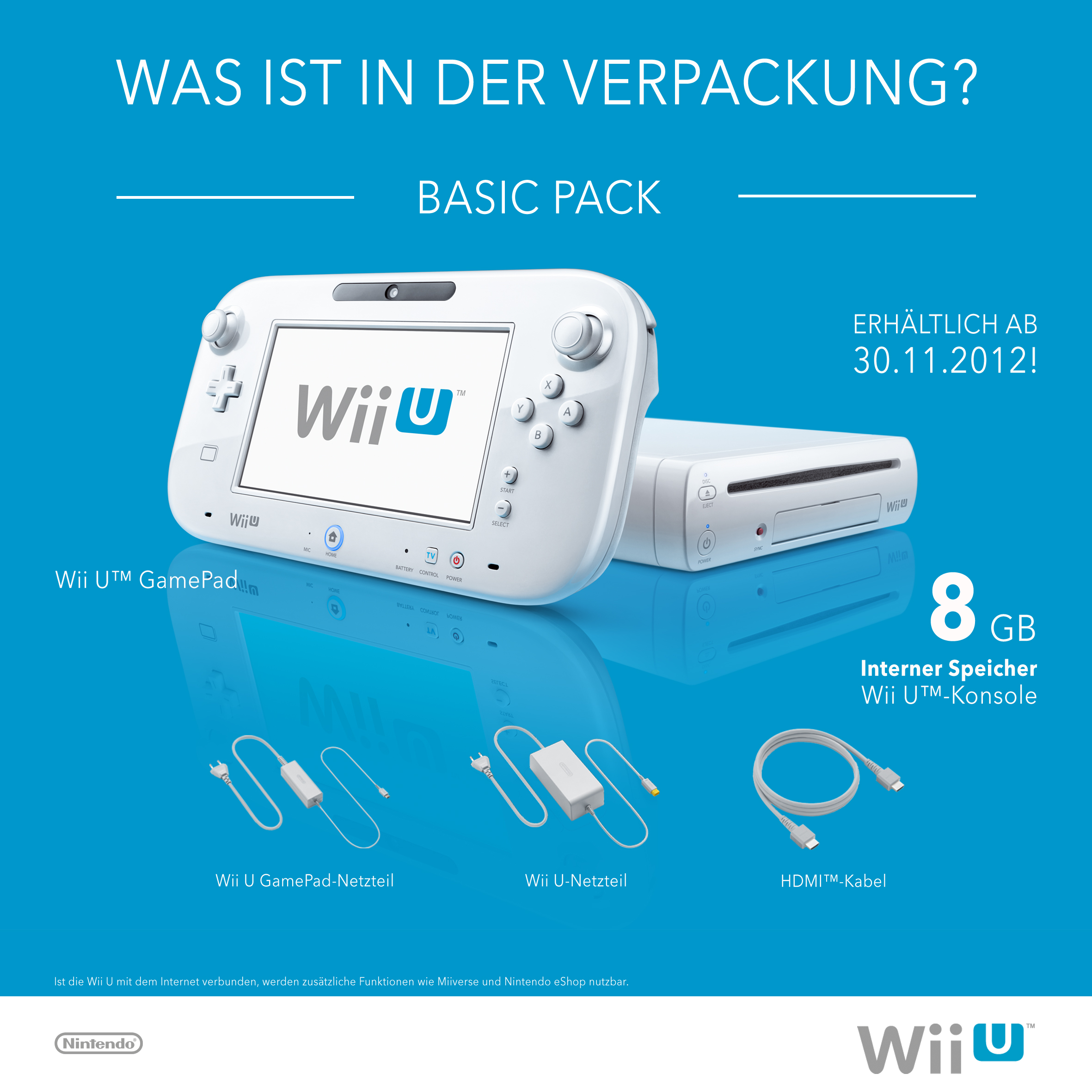 NINTENDO Nintendo Wii U - Konsole, Basic Pack, 8 GB, Weiß