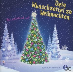 Weihnachtsbaum in verschneiter Landschaft. Dekoriert mit bunten Ornamenten und Lichtern.