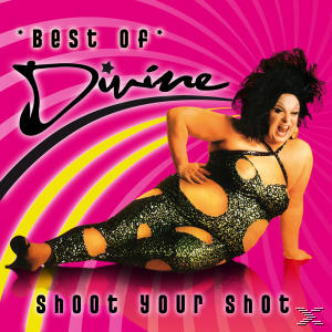 Albumcover, Divine in glitzerndem Outfit, auf pinkfarbenem Hintergrund.