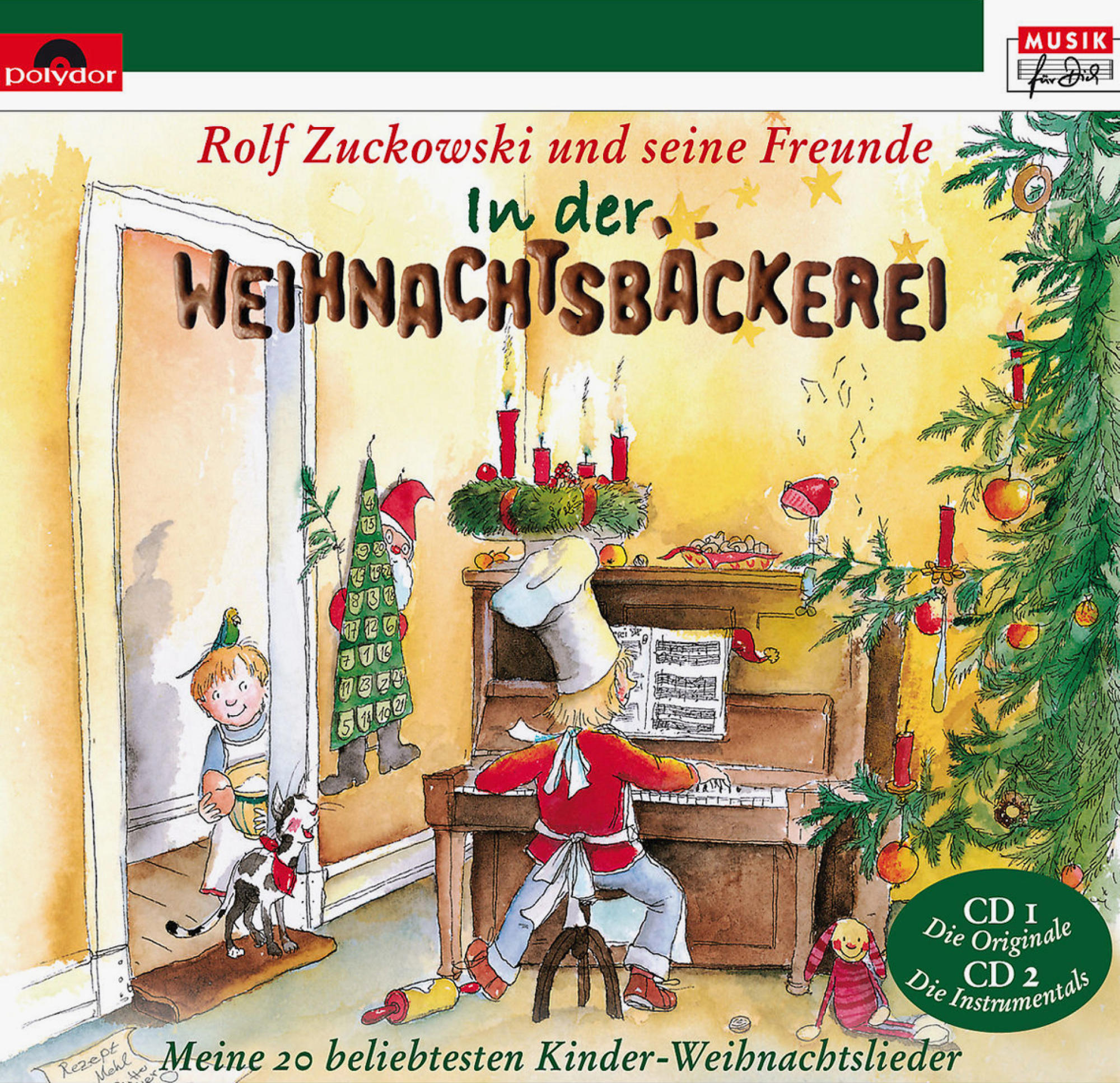 Albumcover. Eine Weihnachtsszene mit Klavier, Kerzen und einem Schneemann im Hintergrund.
