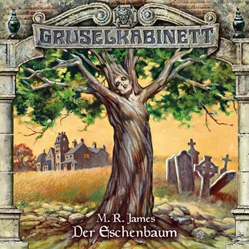 Buchcover mit baumartiger Figur, Geisterhaus und Friedhof. Titel: Gruselkabinett.