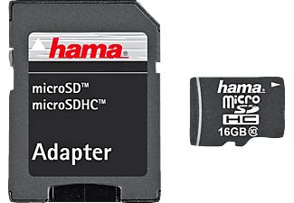 HAMA hama microSDHC Scheda di memoria flash, 16 GB - Micro-SDHC-Schede di memoria  (16 GB, 22, Nero)