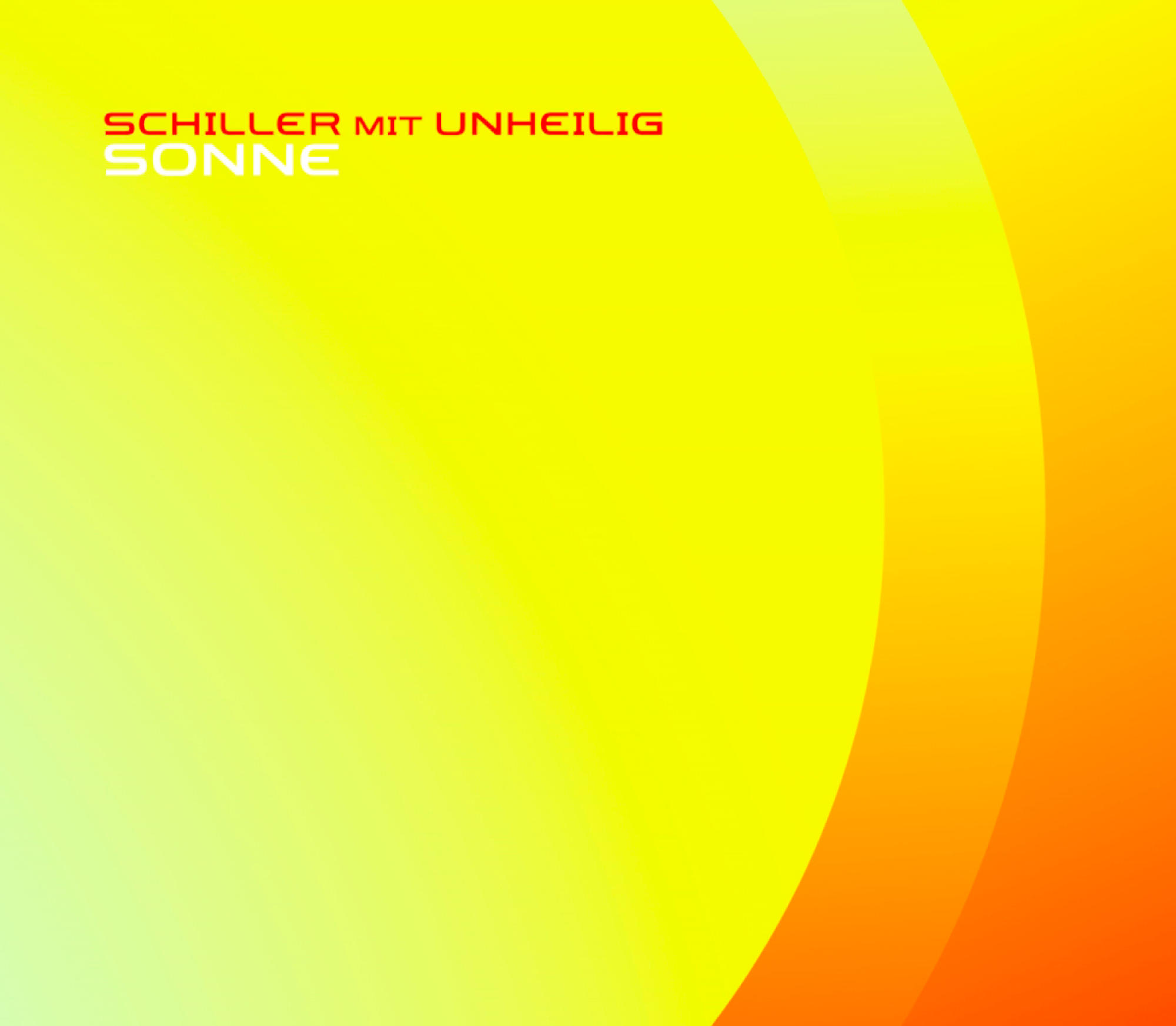 Schiller-Albumcover mit einer gelben Sonnenform und den Worten 'Schiller mit Unheilig Sonne'.