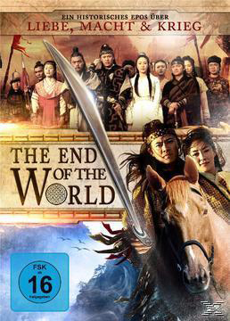 DVD-Cover: "The End of the World" mit Schauspielern, einem Schwert und Text, mit blauem FSK16-Logo.