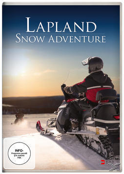DVD-Cover mit einem Schneemobil in einer verschneiten Landschaft. Text: "Lapland Snow Adventure".