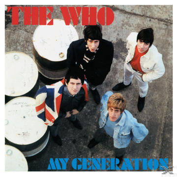 The Who Albumcover mit Bandmitgliedern und Fässern.