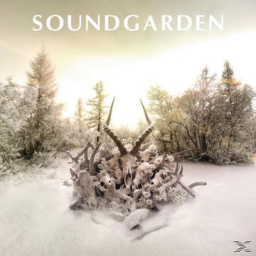 Albumcover: Soundgarden-Logo mit schneebedeckter Landschaft und einem Knochenhaufen.