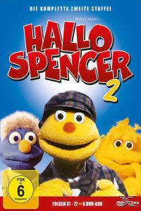 DVD-Cover von Hallo Spencer 2 Cartoon mit gelben und blauen Figuren.