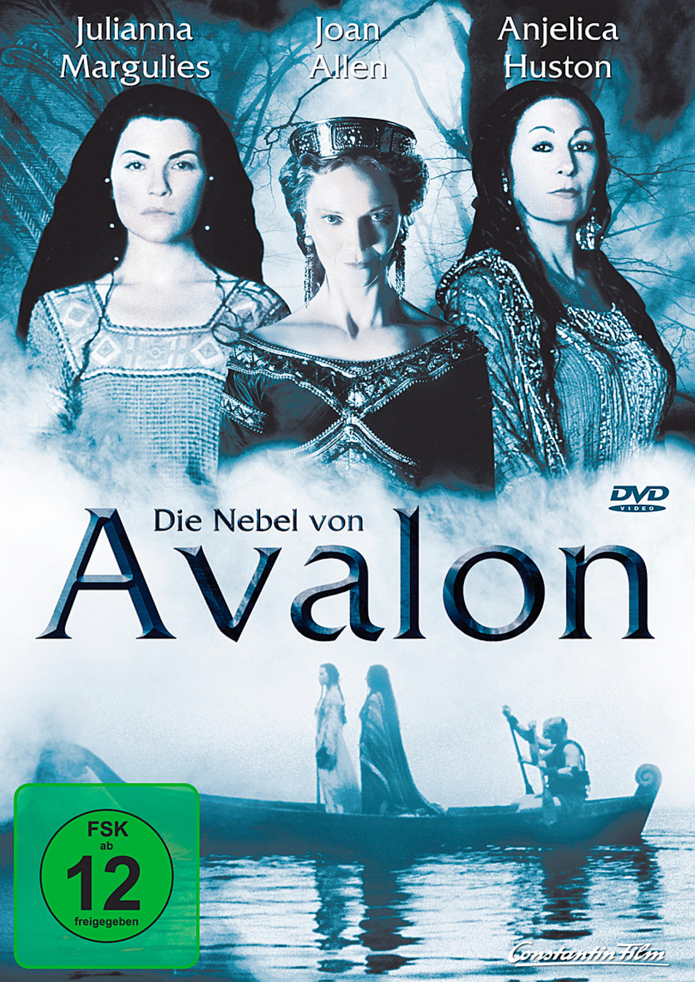 Filmposter mit drei Frauen auf blauem Hintergrund mit Text darüber.