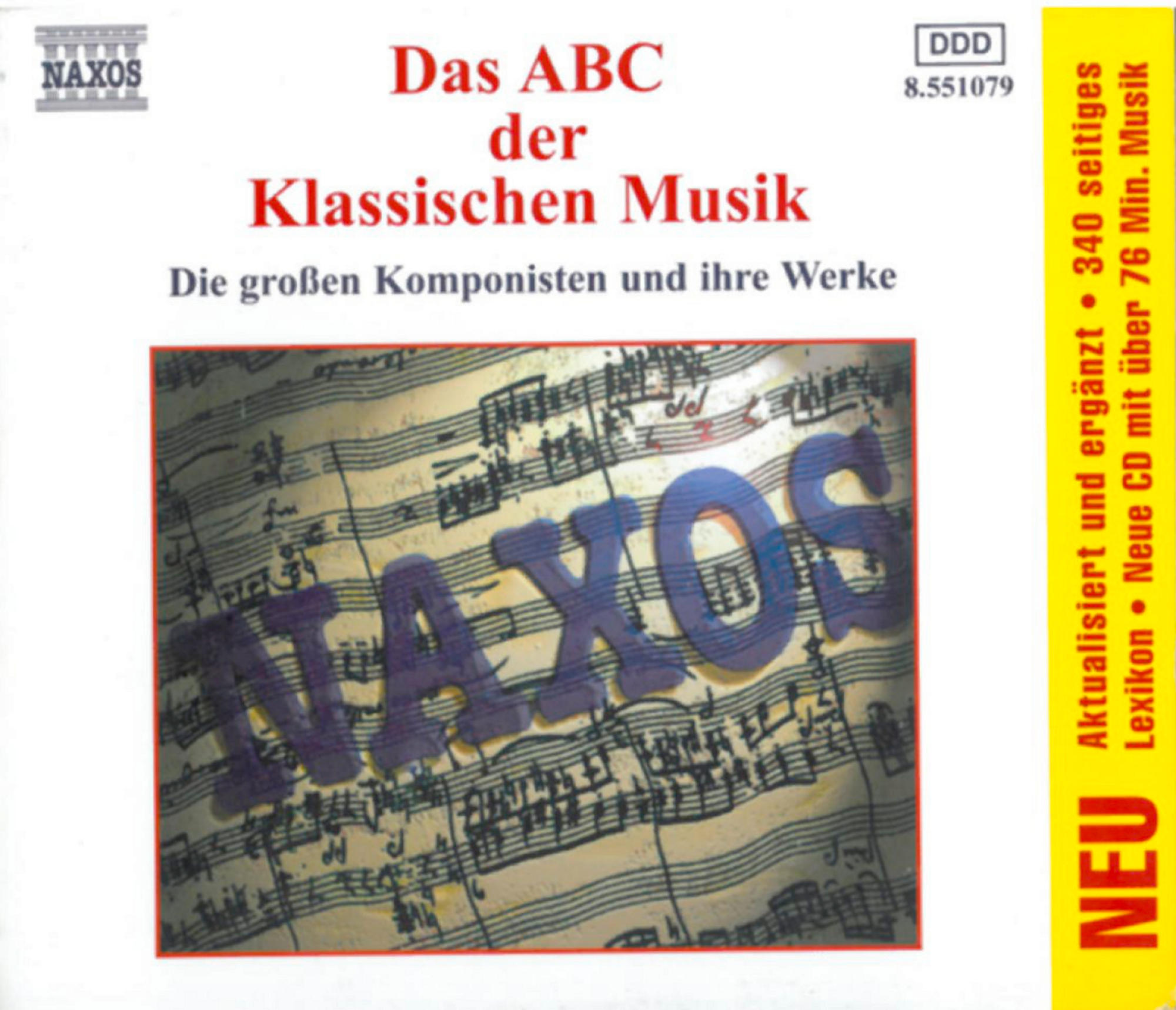 CD-Cover mit Noten, Naxos-Logo. Text auf Deutsch: Das ABC der Klassischen Musik.