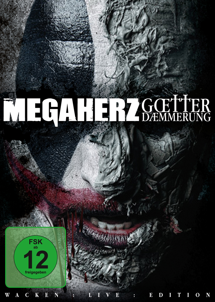 DVD-Cover mit geteiltem Gesicht, Text 'Megaherz' und 'Götterdämmerung'.