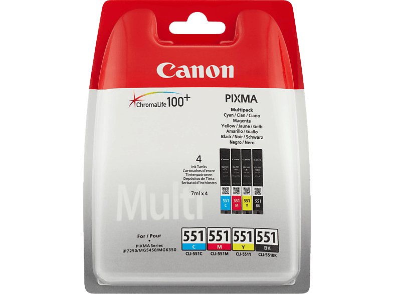 CANON CL-I551CMY Blister Cyaan - Magenta - Geel - Zwart (6509B008)