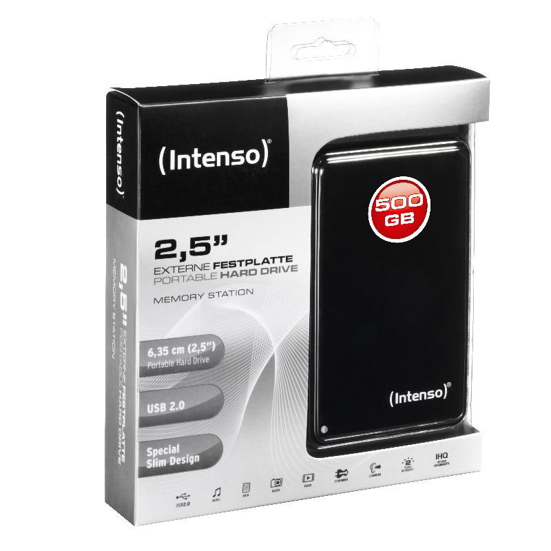 INTENSO 6002530 Festplatte, 500 GB HDD, 2,5 Zoll, extern, Schwarz